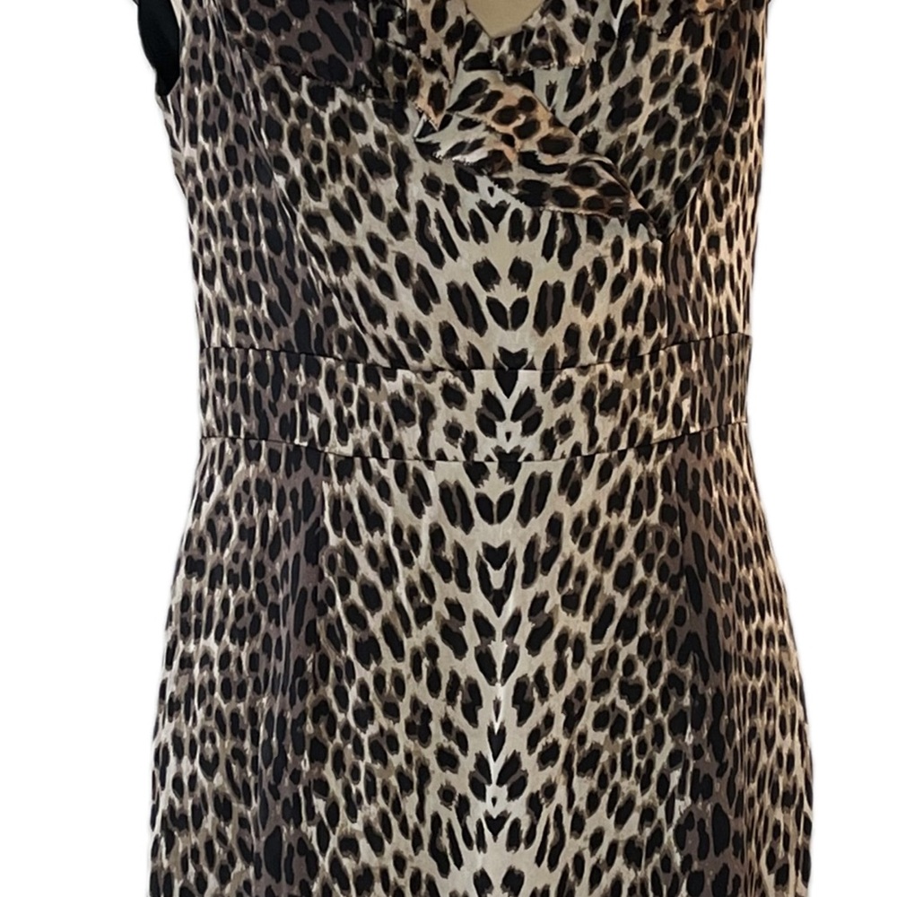Kay Unger Black and Cream Animal Print Midi Dress - Picture 4 of 17